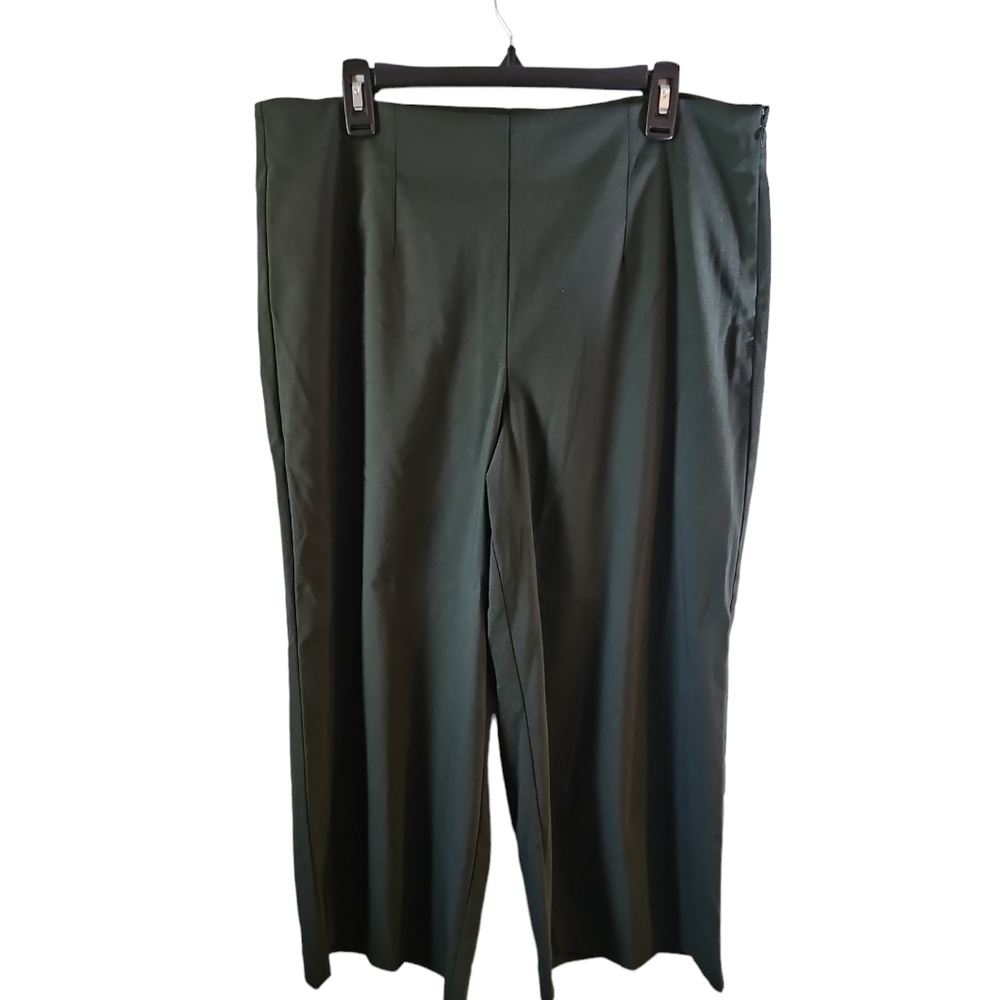 Loft Curvy sz 14 side zip green wide leg crop pants new with tags WP237